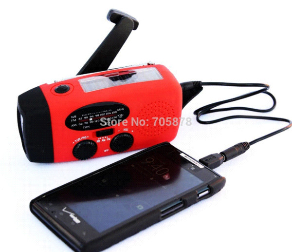 solar radio AM/FM hand crank solar radio with flashlight 3 LED bright white light emergency phone charger