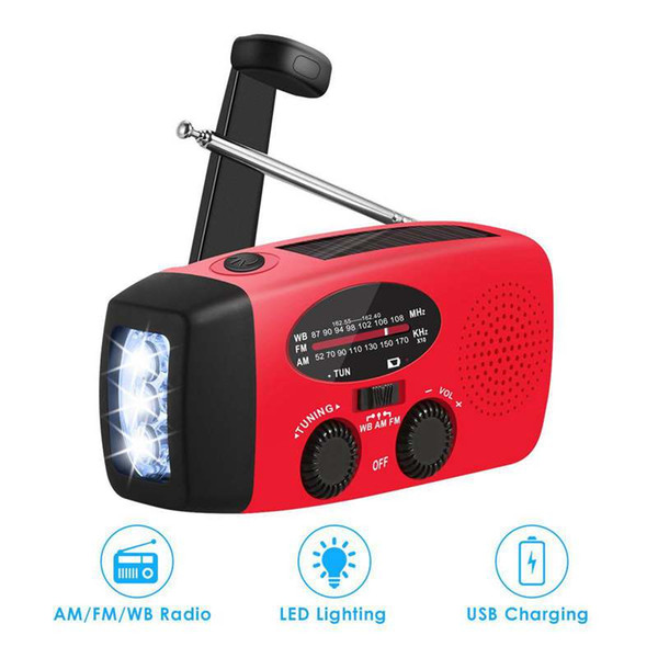 Multifunctional Hand radio Solar Crank Dynamo Powered AM FM NOAA Weather Radio Use Emergency LED Flashlight and Power Bank