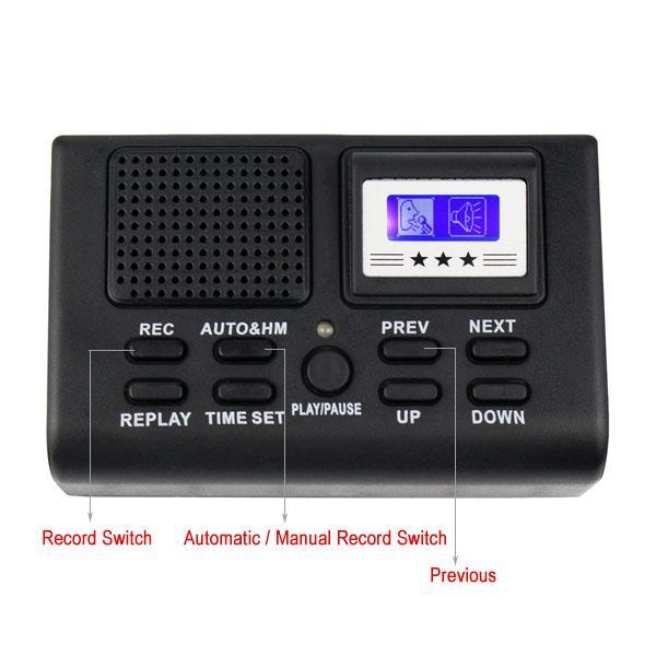 Mini Digital Telephone Voice Recorder Phone Call Monitor With LCD Display phone recorder Support SD Card black in retail box