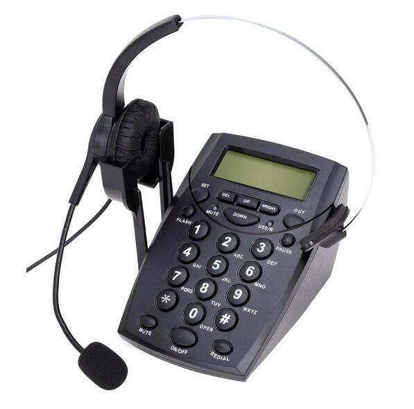 Call Center Corded Phone With Redail&Mute,Dail Pad&Phone Headset,Suit For Agents Work At Home