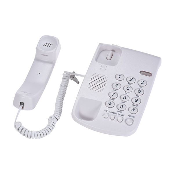 Portable Corded Telephone Phone Pause/ Redial/ Flash/ Mute Mechanical Lock Wall Mountable Base Handset for House Home Call Center Office