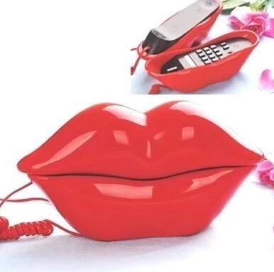 Creative type lips have rope machine a fixed telephone mini lovely personality office telephone household telephone