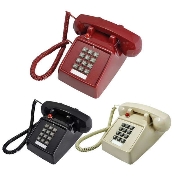 Retro Style cored phone home landline Wired Corded Table Antique Wired Desktop telephones Vintage Retro Push Button Phone Wired Cored Landli