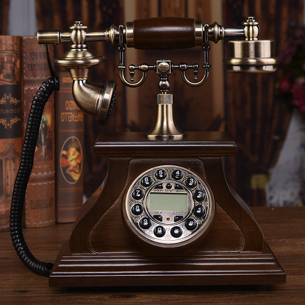 High-grade solid wood European antique telephone home living room fashion creative landline American retro old Chinese phone