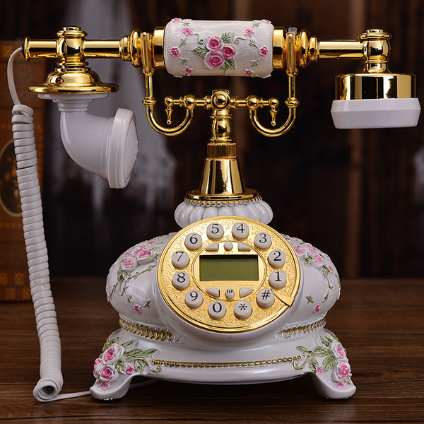 Mu Hao European retro telephone antique telephone machine phone three-dimensional painted carved fashion creative garden landline