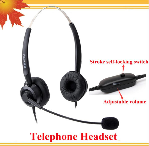 Corded Telephone Headphone / call center headset telephone with RJ09 Plug with Volume Control and mute function