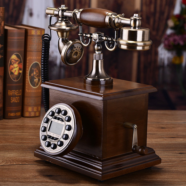 Fashion creative solid wood telephone antique European retro telephone American home landline fixed telephone office phone