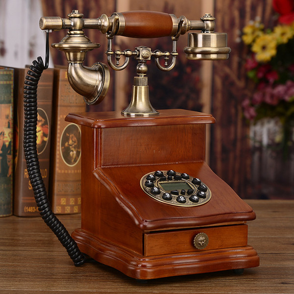 Mu Hao high-grade solid wood telephone landline European antique retro telephone fashion creative American classical telephone