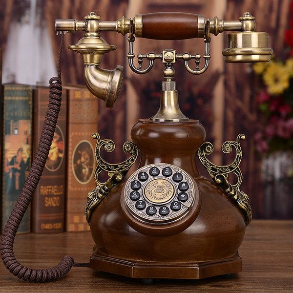 Mu Yuzhen new solid wood telephone landline European antique retro telephone high-end American classical telephone