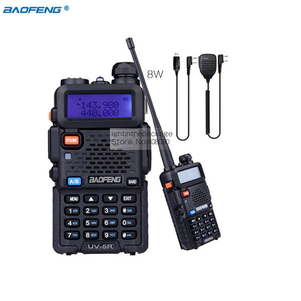 Baofeng UV-5R 8W High Power VHF/UHF 136-174/400-520MHz Dual Band FM True Two-way Ham Radio Walkie Talkie +MIC+Programming