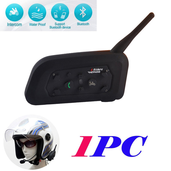 V6 Bluetooth Intercom / Headset 1200M Full Duplex Interphone Skiing Scooter Communication Waterproof Motorbike Helmet Headset (Single)