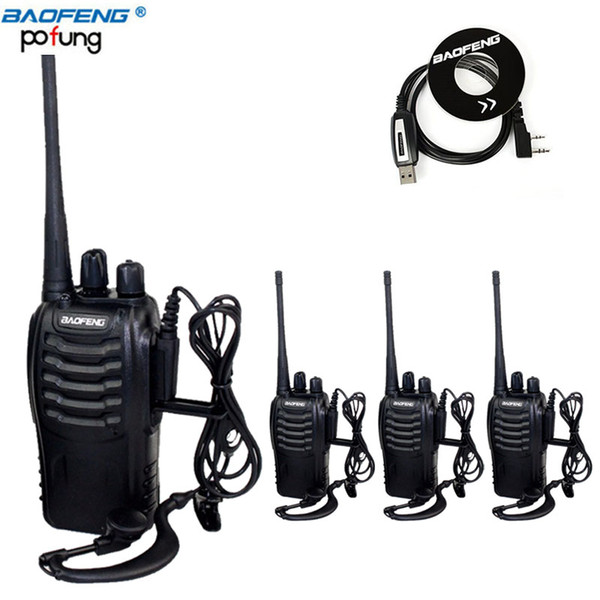 4Pcs Baofeng BF-888S Walkie Talk UHF Two Way Radio BF888S Handheld CB Radio set 888S Comunicador Transmitter Transceiver+Headset