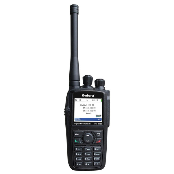 Kydera DM-8600 Walkie Talkie UHF 400-480 5W 512CH Contacts SMS VOX Voice Encryption Color LCD FM Radio Digital&Analog A7233A