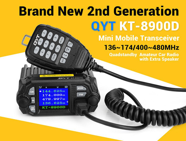 HOT High Power 25W Color Screen QYT KT-8900D Mobile radio quan-standy with external MIC for taxi bus Transceiver Car Truck Ham Radio