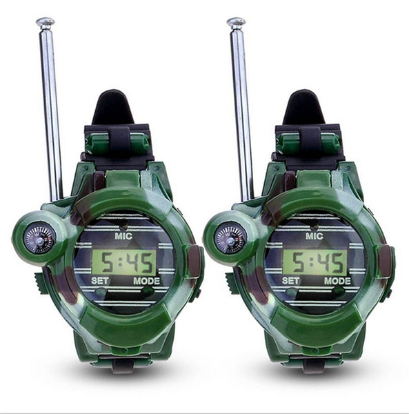 2pcs pack Toy Walkie Talkie Watches Camo color Kids Child Walkie Talkies Interphone Watch Compass Outdoor live person CS Camping Adventures