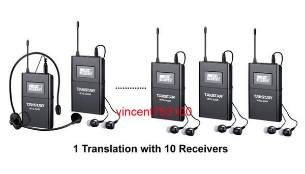 Takstar WTG-500 Wireless Acoustic Transmission System Tour Guiding Simultaneous Translation Audio-visual Eduation 1 transmitter 10 receivers