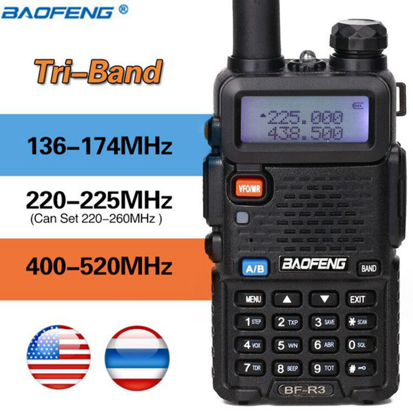 Baofeng BF-R3 Tri-Band Walkie Talkie 220-225MHz Amateur Ham handheld Portable radio Comunicador Transmitter Transceiver hunting