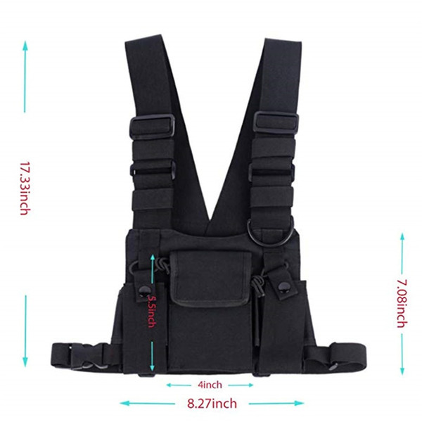 Abbree Radio Chest Harness Chest Front Pack Pouch Holster Vest Rig Bag for Walkie Talkie Motorola Baofeng TYT Wouxun