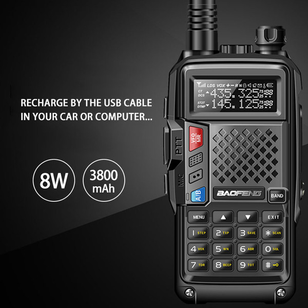 2018 BAOFENG BF-UVB3 PLUS 8W High Power UHF/VHF Dual Band 10KM Long Range Thickenbattery Walkie Talkie Multiple Charging Mode