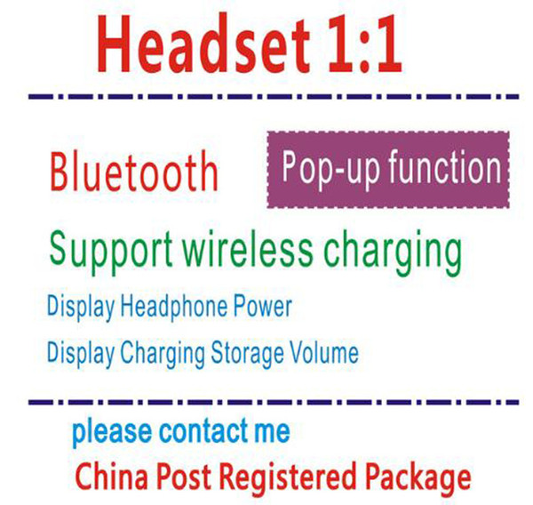 2 generation 1:1 high quality Airpods wireless Bluetooth earphone with charging box for Ip8 X support wireless charging free shipping