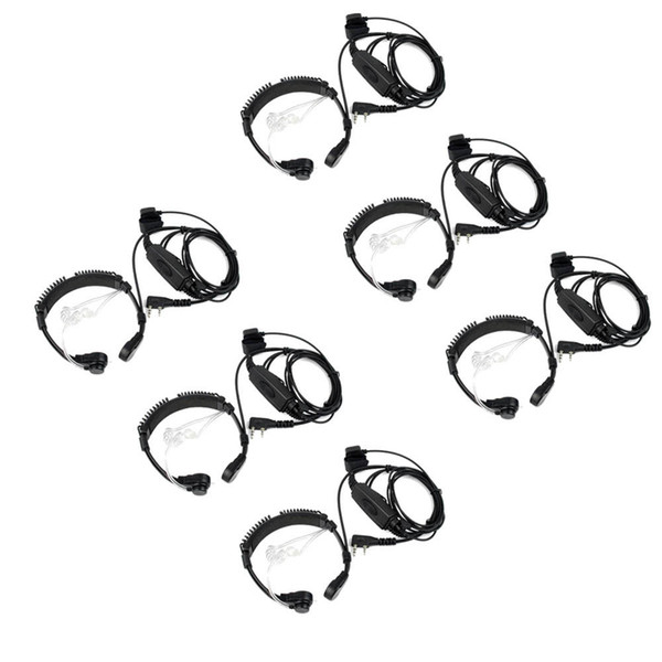 6X 2pin Earpiece Finger PTT Throat MIC for Kenwood&Baofeng&TYT Etc 2-Way Radio