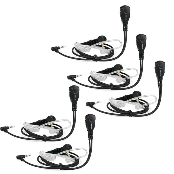 5x Retevis EA011Y Radio Earpiece Acoustic-Tube Mic PTT Headset for YAESU/VERTEX