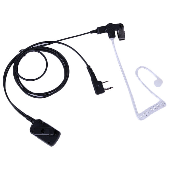 C0253A 2 Pin PTT MIC Waterproof Covert Acoustic Tube Earpiece for KENWOOD Radio QUANSHENG HYT TYT BAOFENG