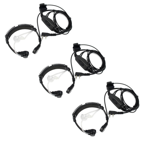 3Pcs 2pin PTT Earpiece Finger Throat MIC for Kenwood&Baofeng&TYT Etc 2-Way Radio