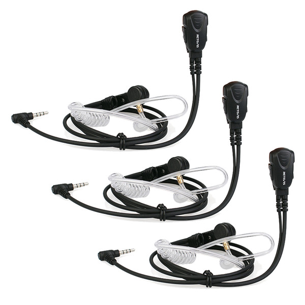 3x Retevis EA011Y Radio Earpiece Acoustic-Tube Mic PTT Headset for YAESU/ VERTEX