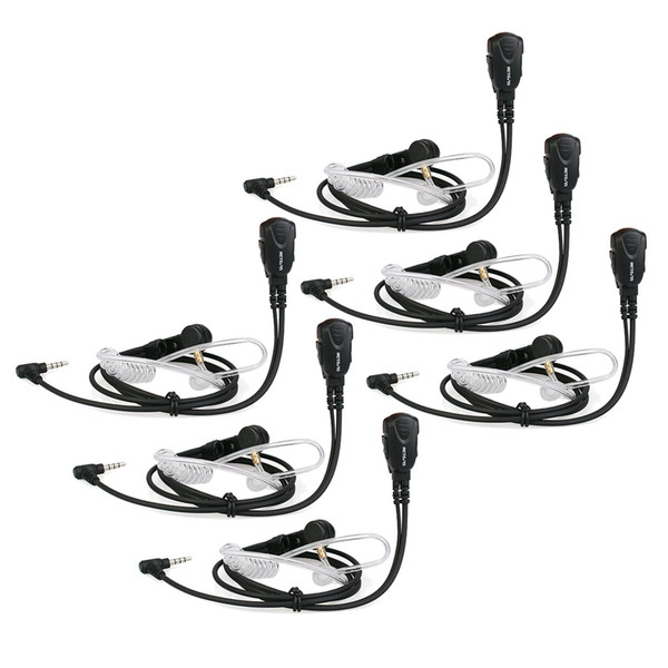 6x Retevis EA011Y Radio Earpiece Acoustic-Tube Mic PTT Headset for YAESU/VERTEX