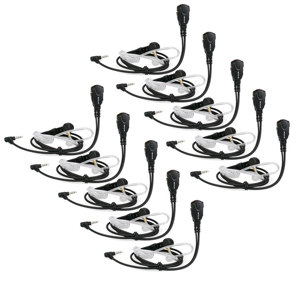 10x Retevis EA011Y Radio Earpiece Acoustic-Tube Mic PTT Headset for YAESU/VERTEX