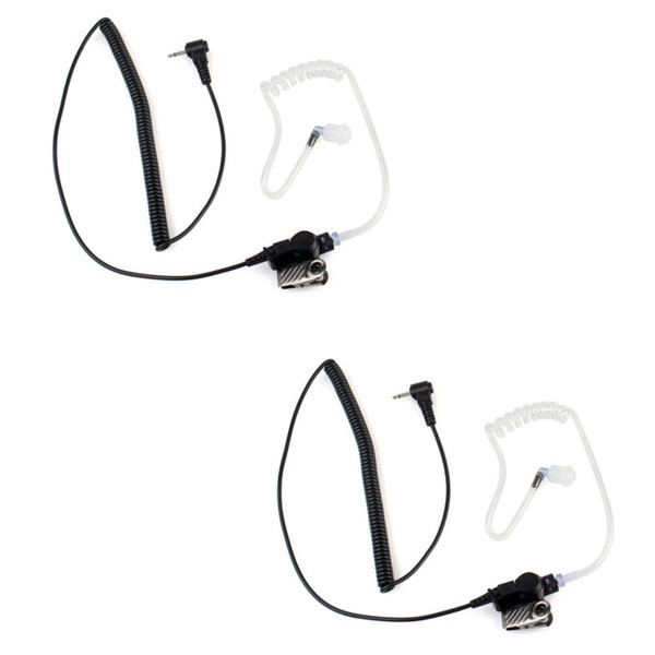 2Pcs 2.5mm 1Pin Headset Listen Only Acoustic Tube-Earpiece coiled cord for Radio