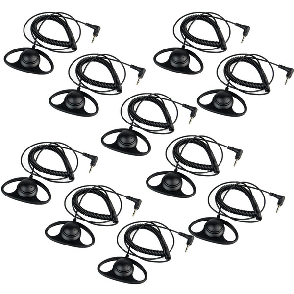 10Pcs 20-20KHz 2.5MM Listen Only D Shape Earpiece Earhook for Radio Mic speaker