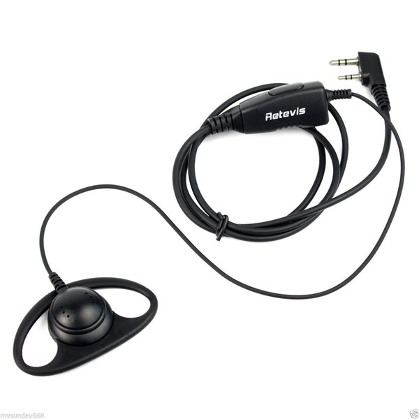 K-316 D-Shape 2 Pin Ear Hook Earpiece Headset Mic For Kenwood Retevis Baofeng