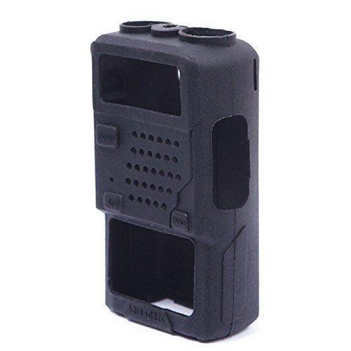 Q14765 Protective Soft Case Rubber Soft Handheld Cover Holster for Baofeng Two Way Radio UV5R UV-5RA UV-5RB UV-5RC (Black) + FS