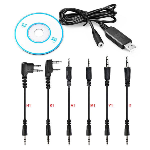 6 in 1 USB Program Programming Cable Adapter for HYT BAOFENG PUXING YAESU Radios