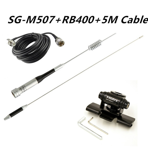 Diamond SG-M507 Dual Band mobile radio Antenna+ Nagoya RB-400 Antenna Clip Mount +5M Extend Cable DHL Free Shipping