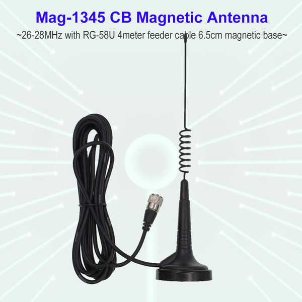 27MHz CB Radio Antenna Mag-1345 PL259 Connector with Magnet Base and 4 meters feeder Cable Center for Citizen Band Radio