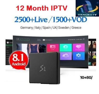 IPTV Code 1 Year 2500 iptv HKNOKETV Subscription TV Box Smart Android 8.1 Media Player Europe Belgium French Arabic IUDTV Set Top Box