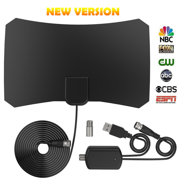 HDTV Antenna TV Digital HD 50 Mile Range Skywire TV Indoor 1080P 4K 16ft Coax Cable Easy Installation High Reception Amplified NBC CBS