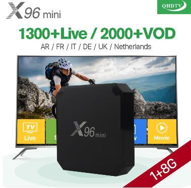 1 year X96 mini Android 7.1 Smart IP TV Box 4K Quad Core 1 Year QHDTV Code Subscription Europe Channels X96mini French Arabic IPTV Box