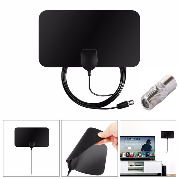 Flat Indoor HD Signal Amplifier Digital TV Antenna HDTV Digital HD 50 Miles Range Skywire VHF UHF