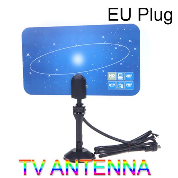 Digital Indoor TV Antenna HDTV DTV HD VHF UHF Flat Design High Gain EU Plug