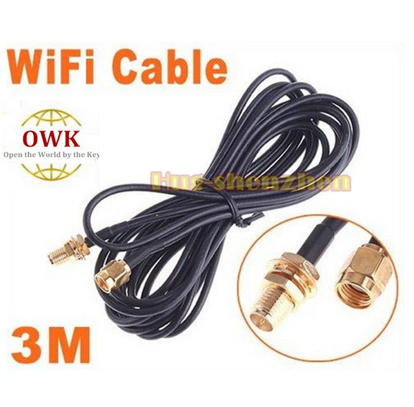 Free shipping 3M WiFi Antenna RP-SMA Extension Cable for Wi-Fi Router hot sale