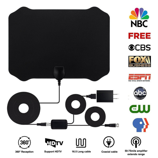 New 80 Miles Indoor TV Antenna Digital HDTV Antenna TV radius Aerial VHF UHF Antennas with Signal Amplifier