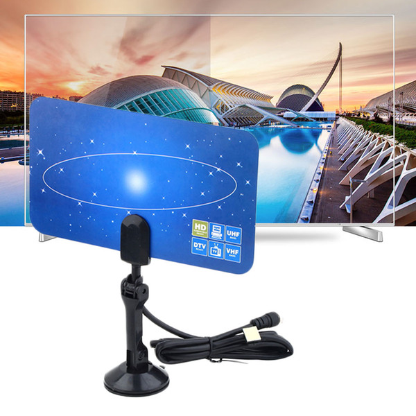 Digital Indoor TV Antenna HDTV DTV Box Ready HD VHF UHF Flat Design High Gain HD TV DTV Box with Stand Mount Holder