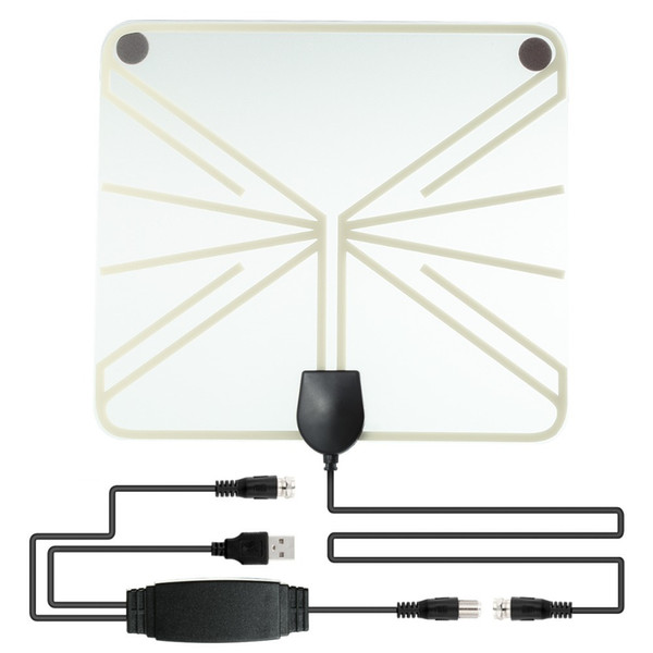 Amplified HDTV Antenna 50 Miles Range Digital Indoor TV 1080P HD Antenna Signal Amplifier Booster Transparant Style