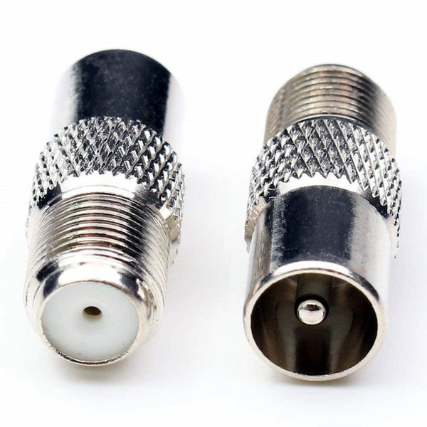 Silver Tone Plated F Female To TV PAL Male Plug 9.5mm TV Satellite Antenna RF Coax Adapter Connector TV Antenna Accessories