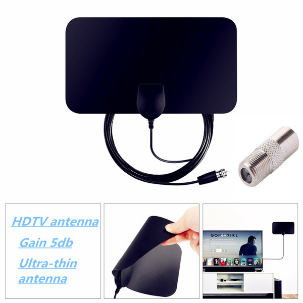 Indoor High Gain 4K 25DB HDTV DTV Box Digital TV Antenna 80 Miles Active Aerial HD Flat Design Signal Receiver