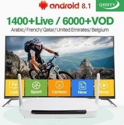 leadcool Q9 android 8.1 TV Box with Smart IPTV 1300package French 1 Year QHDTV Subscription Germany Spain Arabic Sweden Portugal